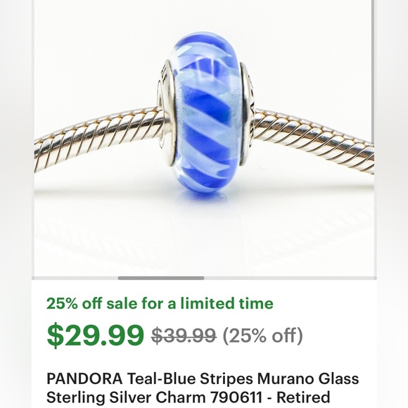 Blue Stripped Glads Bead - Picture 1 of 2